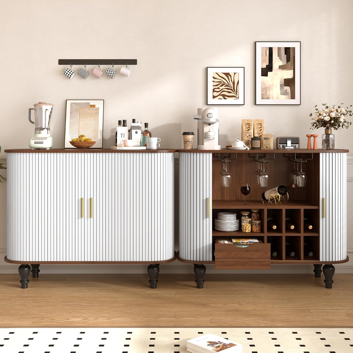 Biała szafka barowa z 6 uchwyt – Home Bar And Cabinet recenzja i cena