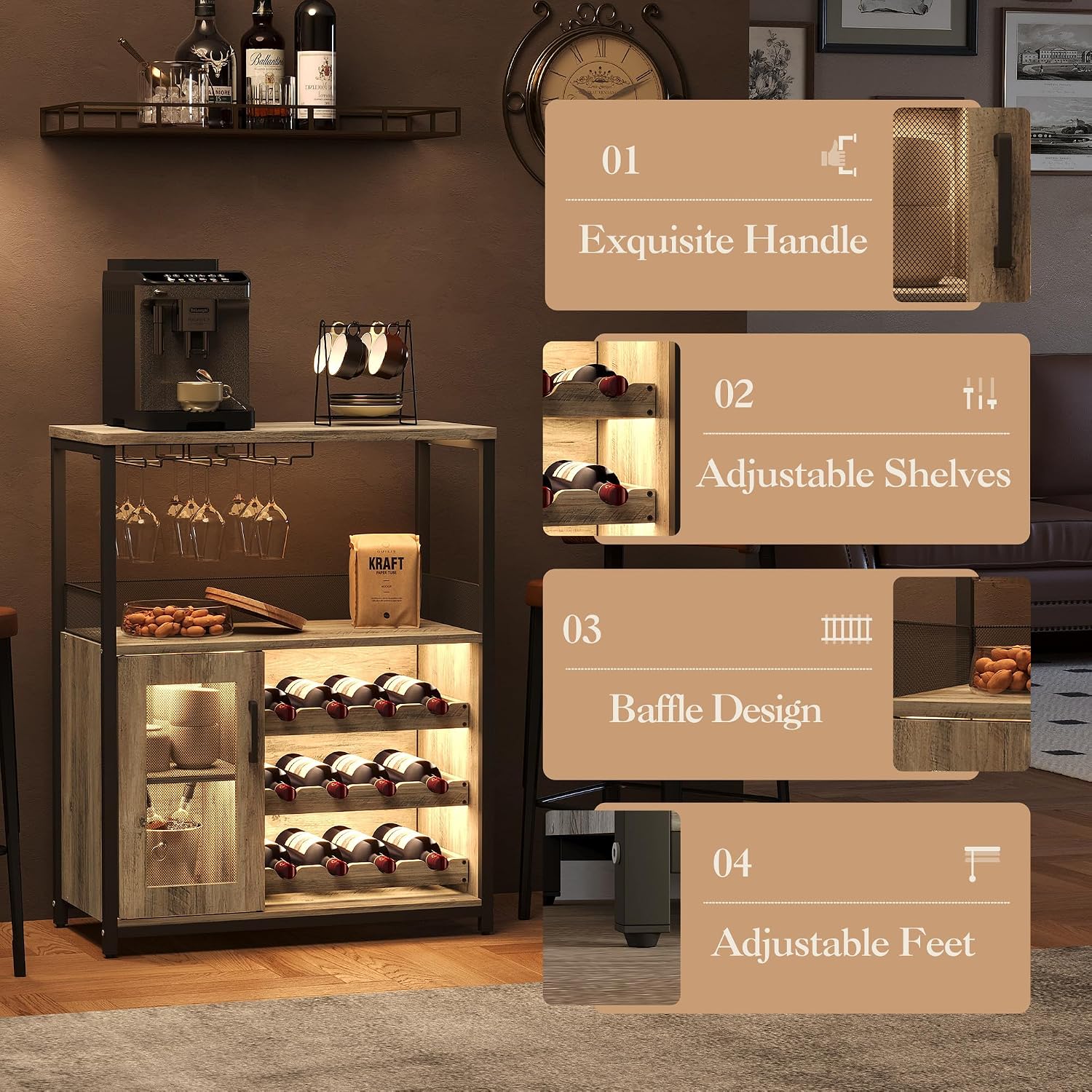 3-poziomowy szafka na wino z o – Home Bar And Cabinet recenzja i cena