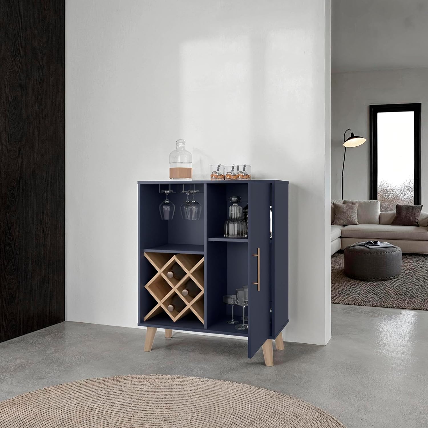 Dębowy niebieski szafka barowa – Home Bar And Cabinet recenzja i cena